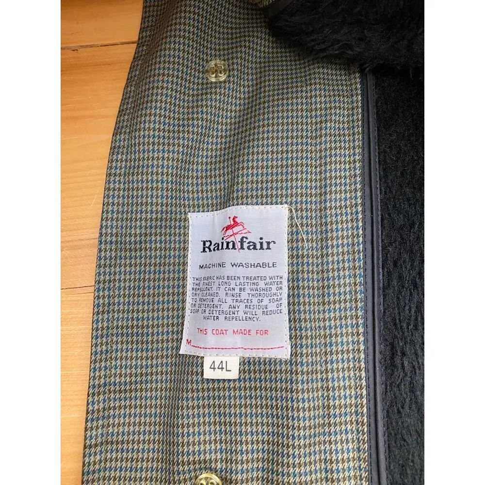 Rain Coat Trench Green Plaid Vintage